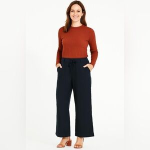 Women's Gap Pull-on Wide Leg Linen Pants Black Size Medium